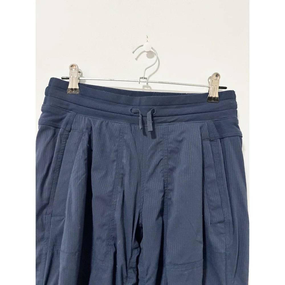 Ivivva Rhythmic Live to Dance Ruched Pants Girls 12 Navy Blue Drawstring Pockets
